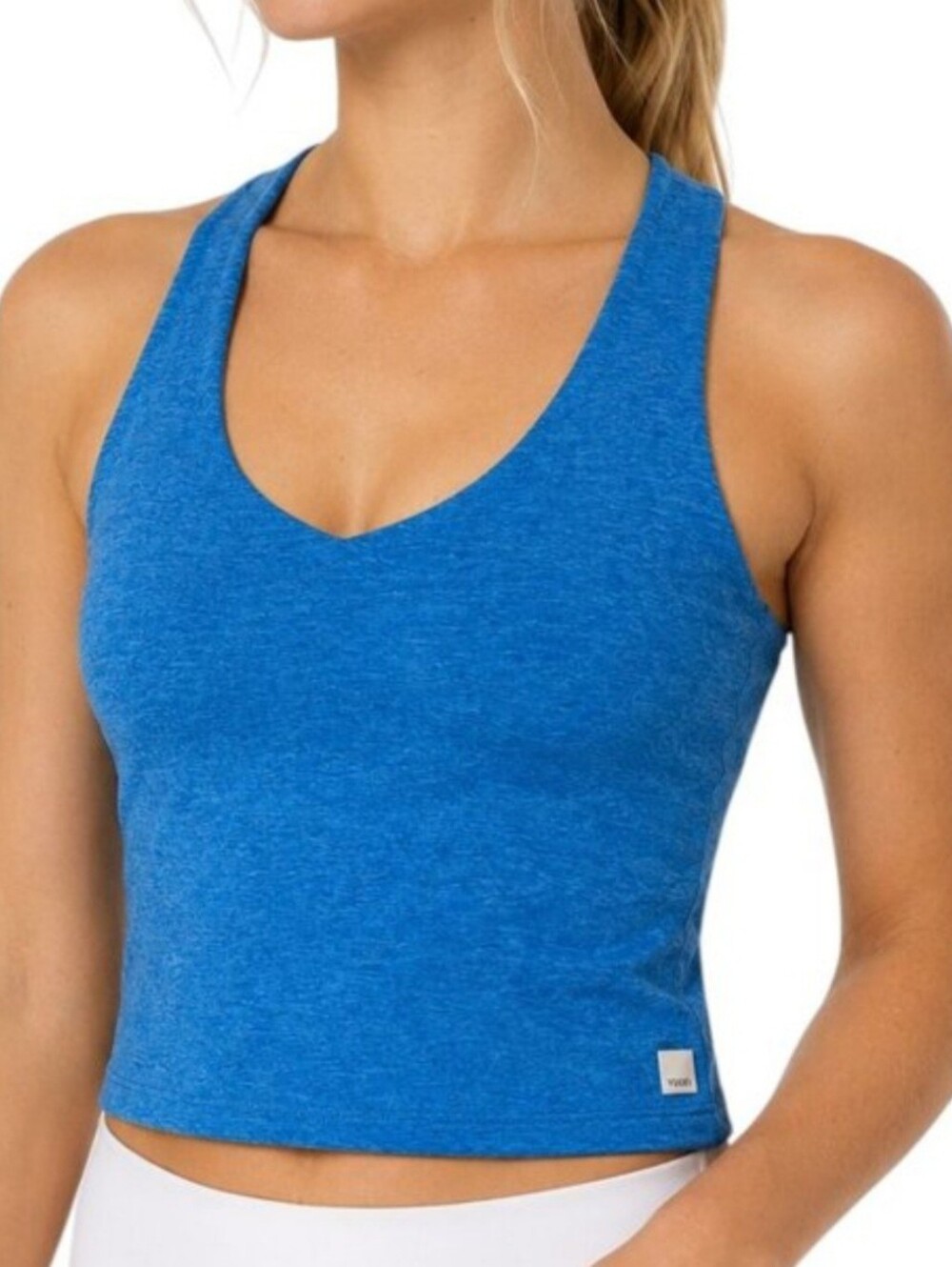 Vuori Small Regatta Blue Heather Halo Performance Crop 2.0 Tank Top Dream Knit